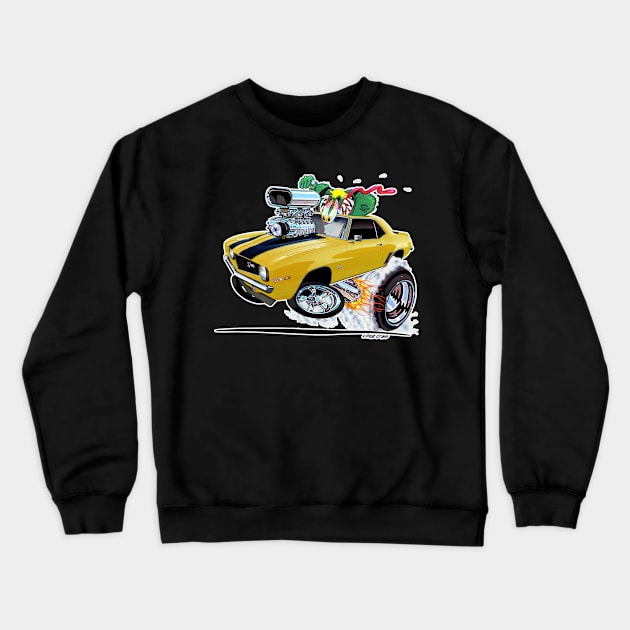 Z Rated 69 Camaro Yellow Crewneck Sweatshirt by vincecrain